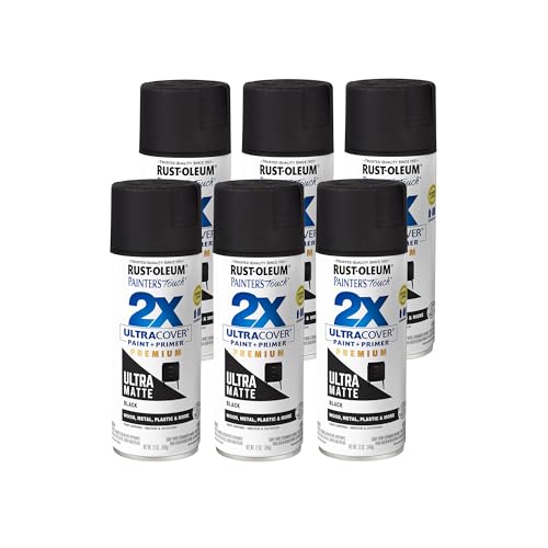 Rust-Oleum Painter's Touch 2X Ultra Cover Spray Paint, Ultra Matte Black, 12oz (Pack of 6)