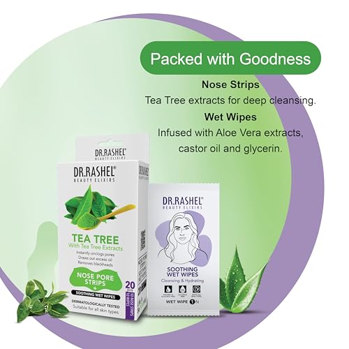 DR.RASHEL Tea Tree Nose Pore Strips and Cleansing Wipes 20 PCS