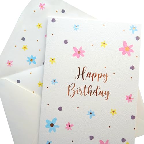 CHRIZ.Z Cutesy Floral Happy Birthday Card with Envelope - 5x7"