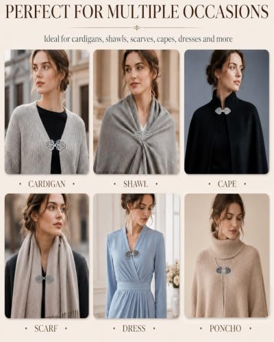 5PCS Vintage Sweater Clips for Women - Retro Cardigan & Shawl Clips