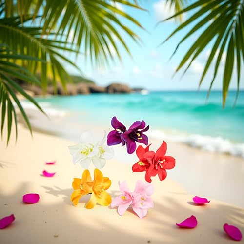 5-Piece Artificial Hawaiian Hibiscus Plumeria Flower Hair Clip Set