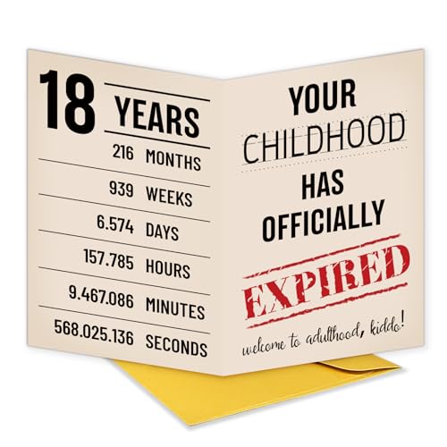 RUALOVE 18th Birthday Card for Girls & Boys - Funny Gift for Son, Daughter, Grandkids, Niece, Siblings | 2007 Born Celebration