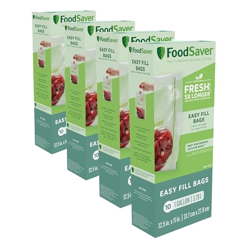 FoodSaver Easy Fill 1-Gallon Vacuum Sealer Bags - 40 Count (Pack of 4)