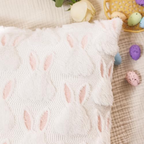 Easter Bunny Pillow Covers 18x18 Set of 2 - Soft Plush Decor