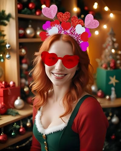 Valentine Heart Headband and Oversized Heart Sunglasses Party Set