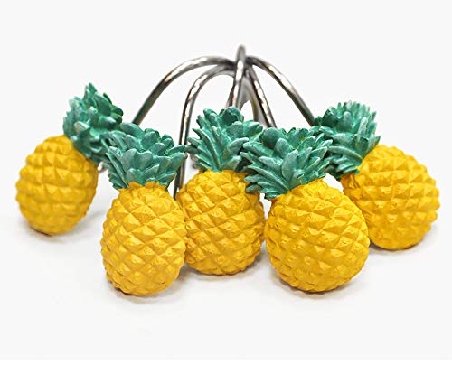 CHICTIE Pineapple Shower Curtain Hooks - Decorative Stainless Steel Set of 12