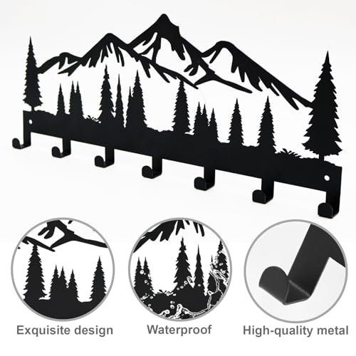 Rustic Metal Key Holder Wall Mount with 7 Hooks for Home & Office
