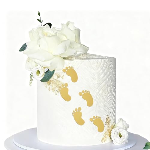Gold Baby Feet Cake Topper Set - 6PCS Acrylic Decorations