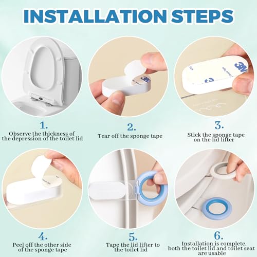 MdakeGo 6-Pack Toilet Seat Cover Lifter with Color Options - Hygienic Bathroom Accessory
