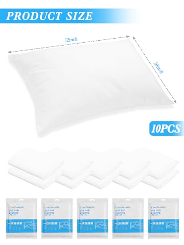 10-Pack Disposable Pillow Cases - Soft SMS Nonwoven Covers 20x31
