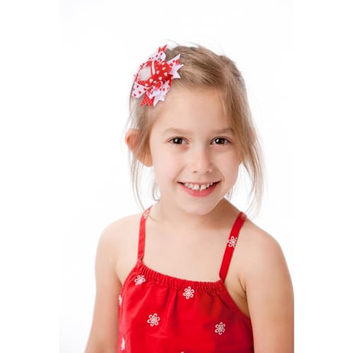 WHAVEL Pink Glitter Heart Hair Clips 2 Pack Valentine's Day Hair Bows