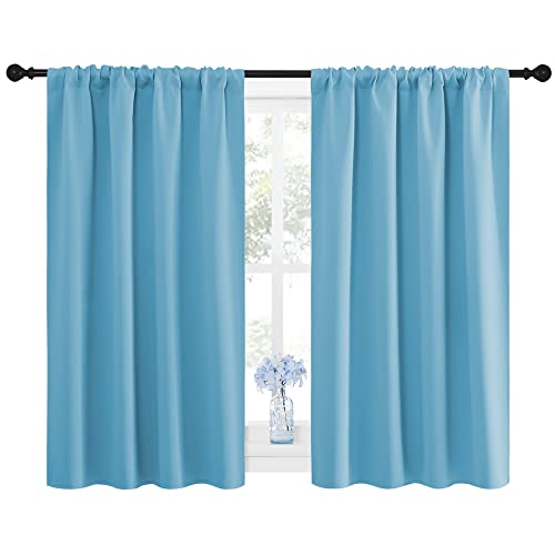 NICETOWN Teal Blue Blackout Curtains - 42x45 Inch Thermal Insulated Drapes