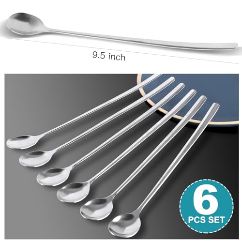 Ninsula 9.5-Inch Stainless Steel Ice Tea Spoons - Set of 6