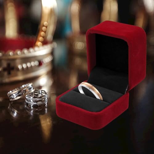 Small Wine Red Velvet Ring Box for Engagement, Proposal, and Wedding