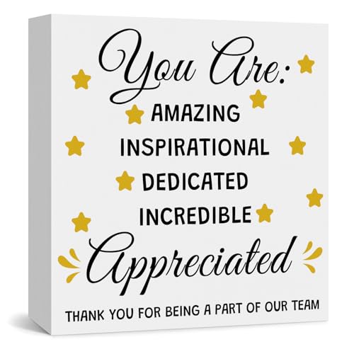 Wooden Box Sign - Inspirational Thank You Gift for Coworkers