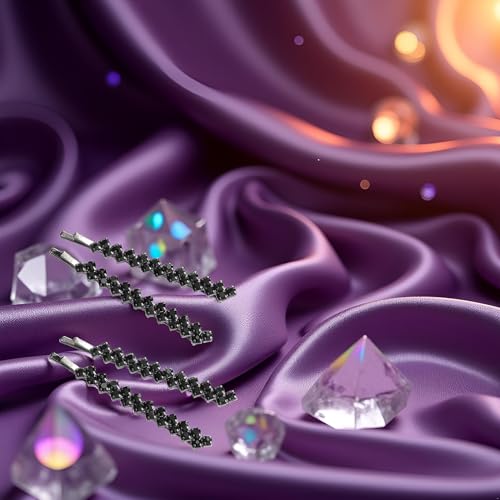 Black Crystal Hair Pins Rhinestone Bobby Pins 2 Pairs