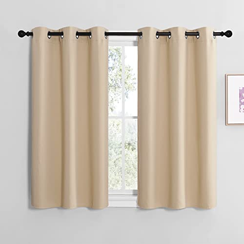 NICETOWN Thermal Insulated Room Darkening Curtain Panels - 42"x40" (Biscotti Beige, Set of 2)
