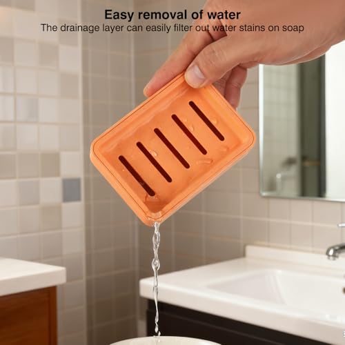 White Soap Dish with Drain 2-Pack Plastic Sponge Holder for Shower & Bathroom