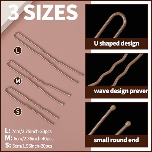 Teenitor Hair Nets for Buns and Bobby Pins Set - Tan Brown