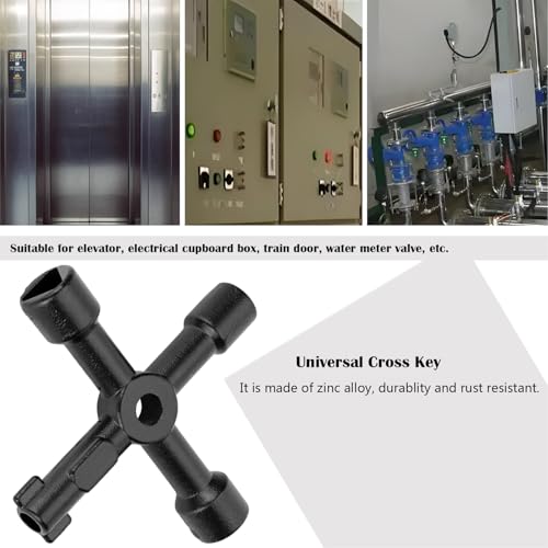 2 PCS 4 Way Cross Key, Zinc Alloy Multifunction Radiator Key Opening Cross Key for Water Meter Valve Electric Box Cupboard Cabinet Train Door ,Plumbers, Electricians ,Electrical Cupboard Box Elevator