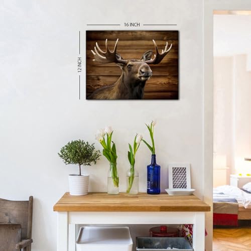 Moose Deer Wall Art Rustic Wildlife Animal Canvas Poster 12x16 Inch