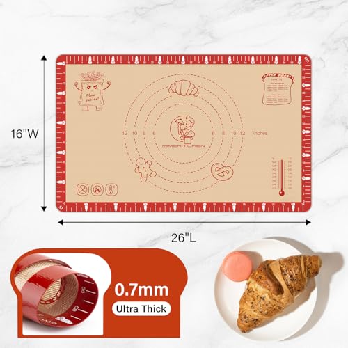 Extra Thick Silicone Baking Mat - 26x16 Inch Non-Stick Pastry Mat