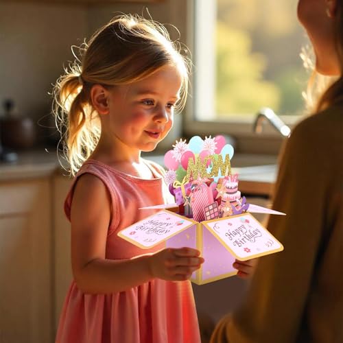 Gosknor 3D Happy Birthday Pop Up Card for Mom with Envelope