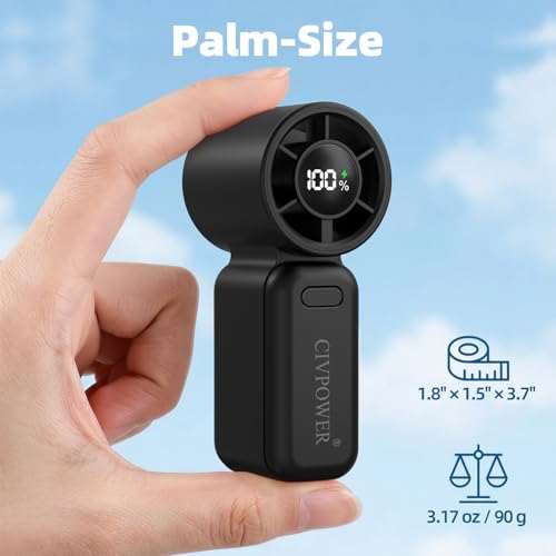 CIVPOWER Portable Handheld Mini Fan - USB Rechargeable Turbo Cooling, Black