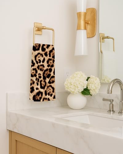 Trendy Leopard Print Hand Towels Set of 2 - 16x24 Inches