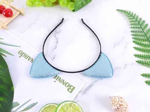 Starry Cat Ears Headband Blue Glitter Hair Accessory for Cosplay