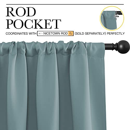 NICETOWN Greyish Blue Blackout Curtains for RV Windows, 34" x 36" (Set of 2)