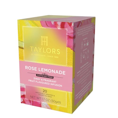 Taylors of Harrogate Rose Lemonade Herbal Tea Bags - 20 Count, Caffeine-Free, Floral Fruit Infusion, Pack of 1