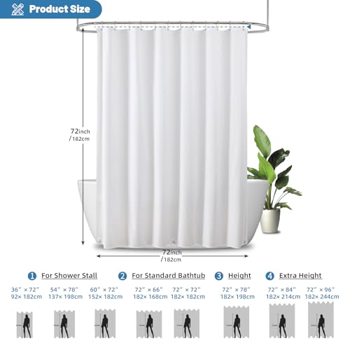 Water-Repellent Shower Curtain Liner - 72x72 White Polyester