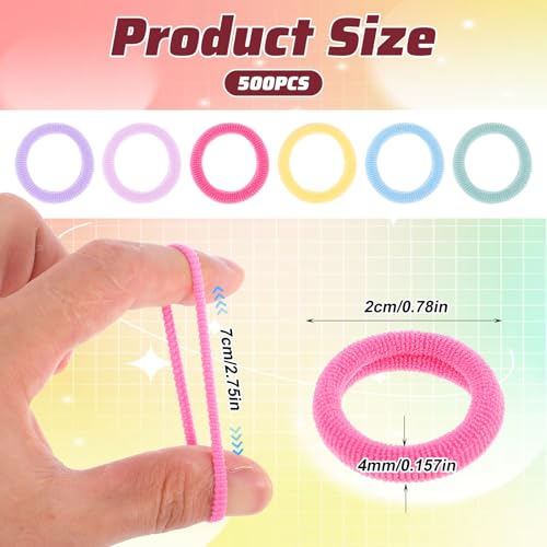 500 Pcs Toddler Hair Ties - Soft Multicolor Elastic Ponytail Holders