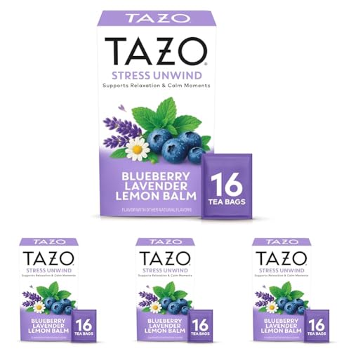 TAZO Herbal Tea Bags - Stress Unwind with Blueberry Lavender, 16 Count
