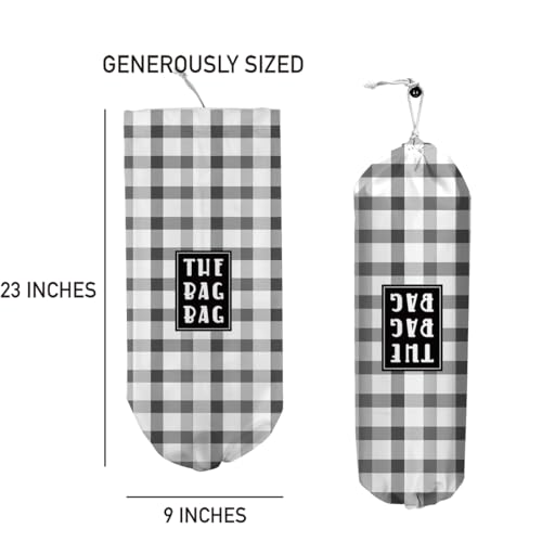 IHopes+ Haig Reusable Plastic Bag Holder Organizer - Washable Kitchen & Travel Storage, Black & White Checkerboard