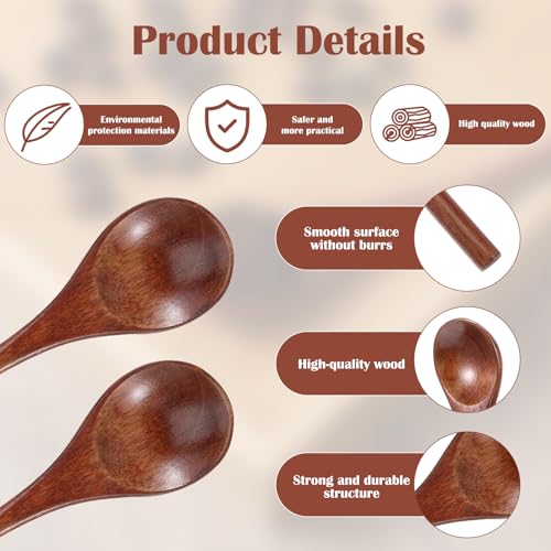 Ouligay 7.8-Inch Long Handle Wooden Mixing Spoons - Set of 2