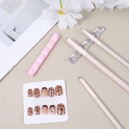 Mozeat Lens Acrylic Nail Brush Holder Stand - 2 Pcs Clear & Pink