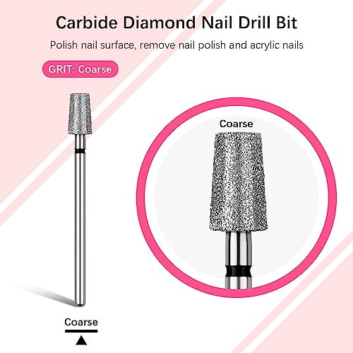 Rolybag Tapered Barrel Cuticle Nail Drill Bits - Coarse Diamond 3/32"