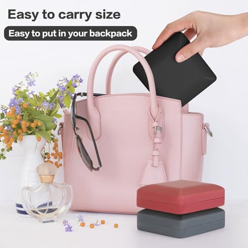 KUKUVR Travel Jewelry Organizer Box for Rings & Earrings - Black