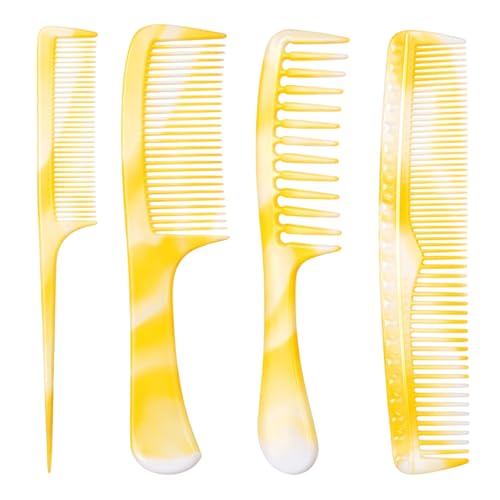 Qulkws 4-Piece Yellow Hair Comb Set for Styling, Detangling and Braiding