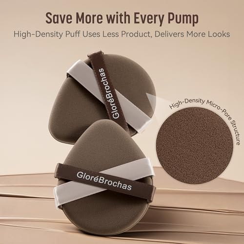 GloréBrochas Makeup Sponge Set 2PCS Latex-Free PU Soft Powder Puff Brown