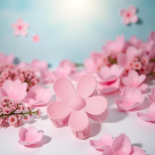 Pink Matte Flower Hair Claw Clip Non-Slip Hair Accessories