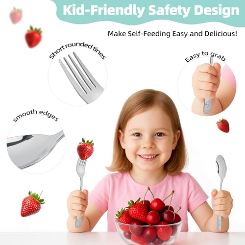 LOCONHA 14-Piece Stainless Steel Toddler Utensils Set - Kids Silverware