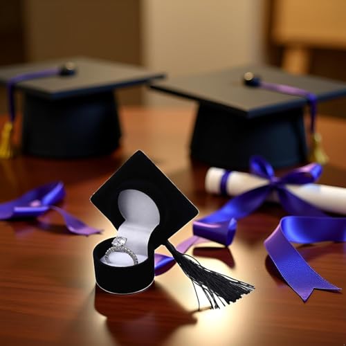 Black Graduation Cap Ring Box - Class Ring Storage and Keepsake