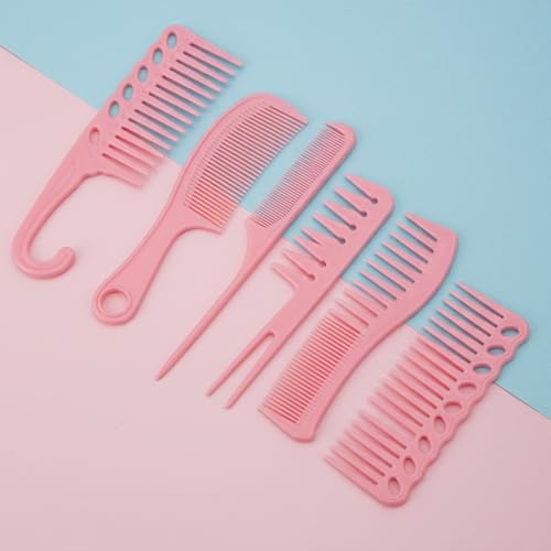 Mabor 6-Piece Pink Hair Comb Set for Styling, Detangling & Braiding