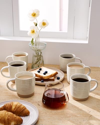 Constellation-Beige Coffee Mug Set of 6 - 13oz Ceramic Cups with Handles