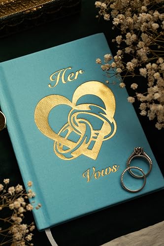 His and Hers Linen Vow Books Set with Cufflinks and Tie Clip