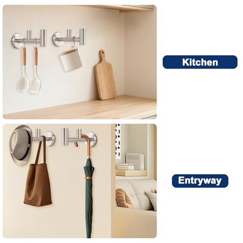 NearMoon Stainless Steel Double Towel Hook - Wall Mounted 2 Pack