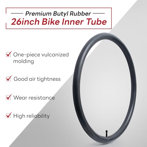 26x1.50 26x1.75 AV32mm Inch Bike Tube, 26" Replacement Bicycle Tube (Single), Reliable 26 x 1.50-1.75 Bike Inner Tube Schrader Valve for City/Road/Cruiser/Mountain Cycling Scenarios